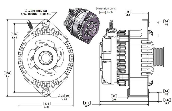 Mechman 240 Amp Racing Alternator - BLACK 