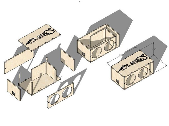Down4Sound Down4sound PRO-FAB Birch Dual FLAT PACK 10 | 2 10 Sub Box | DIY 10-Inch Ported Subwoofer Enclosure Box