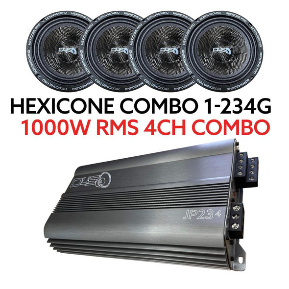 Down4Sound 4 - Hexicone - 6.5 Inch midrange speakers + JP234 Grey Amplifier - 1000W RMS COMBO  