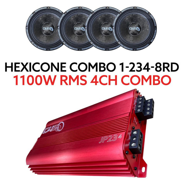 Down4Sound  4 - Hexicone - 8 Inch midrange speakers + JP234 Red Amplifier - 1100W RMS COMBO  