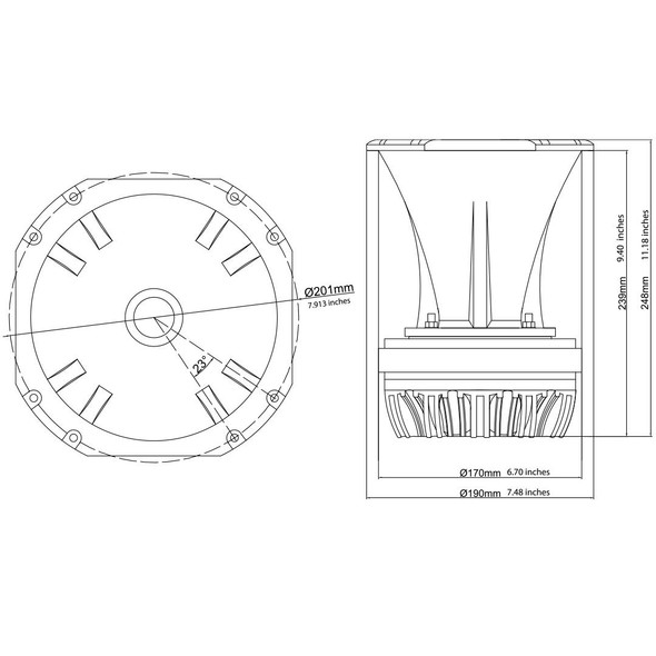 Down4Sound Down4sound D4S- SUPER HORN 75 FERRITE - 150W RMS - 8 OHM