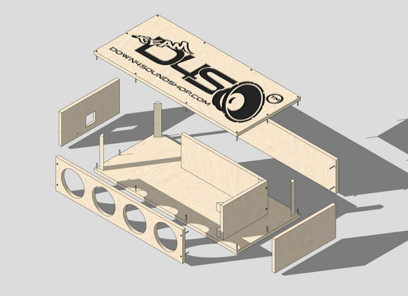  Down4Sound PRO-FAB Birch DIY Flat Pack - Quad 6.5-Inch Ported Subwoofer Enclosure Kit 