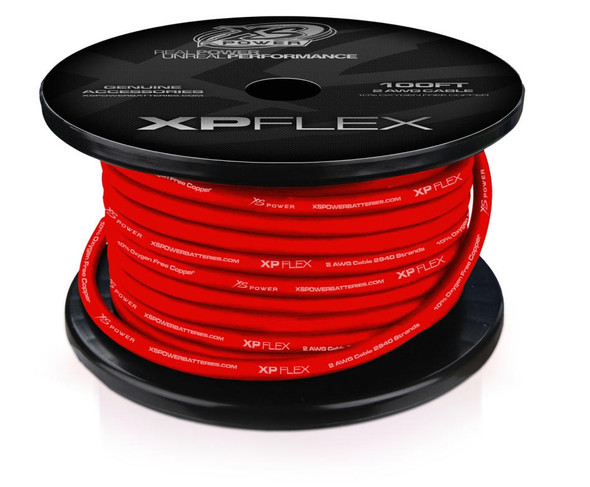 2 AWG Cable, 2940 Strands, 10percent OFC, 90percent CCA, Iced Red, 100ft Spool