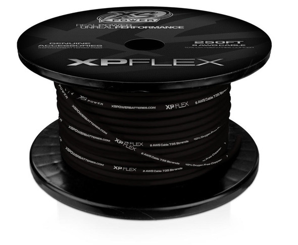 8 AWG Cable, 735 Strands, 10percent OFC, 90percent CCA, Iced Black, 250ft Spool