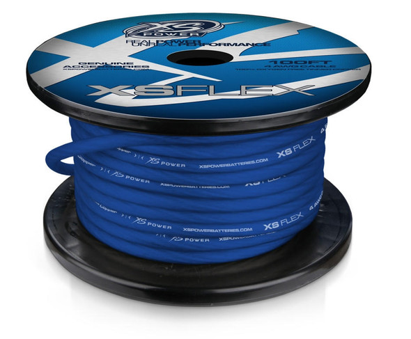 4 AWG Cable, 100percent Oxygen Free Tinned Copper, Iced Blue, 100ft Spool