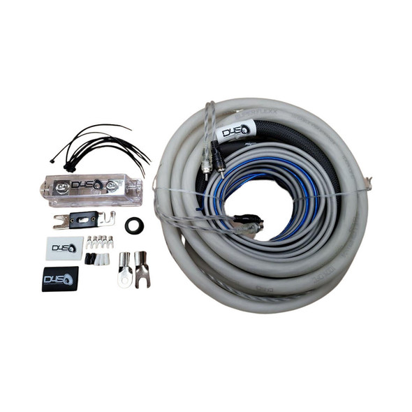Down4Sound DOWN4SOUND 0 GAUGE SILVER TINNED OFC AMPLIFIER INSTALL KIT CLEAR/BLACK