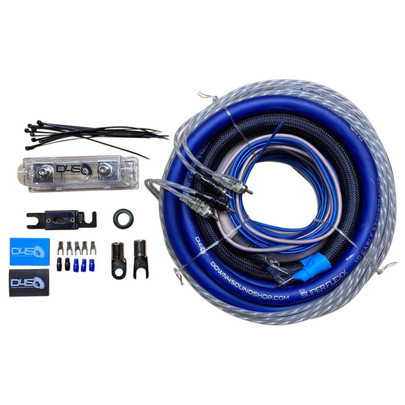 DOWN4SOUND - USED | 0 GAUGE CCA AMPLIFIER INSTALL KIT ( BLUE POWER / CLEAR GROUND )