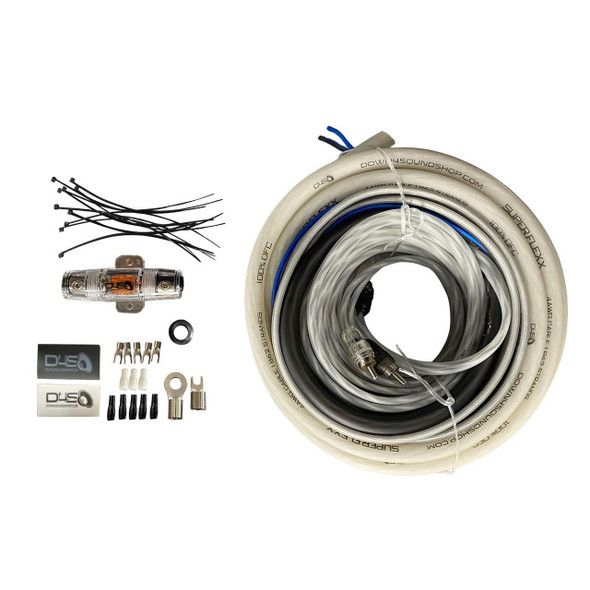 DOWN4SOUND - USED STOCK DOWN4SOUND - USED | 4 GAUGE SILVER TINNED OFC AMPLIFIER INSTALL KIT ( BLACK/CLEAR ) 