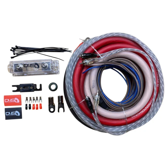 DOWN4SOUND | 4 GAUGE CCA AMPLIFIER INSTALL KIT ( RED/CLEAR )