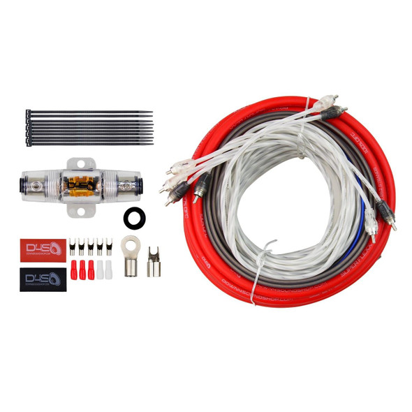 DOWN4SOUND |  D4S-44GKITOFC-RDBK | 4 GAUGE 4-CHANNEL OFC AMPLIFIER KIT - RED / BLACK 