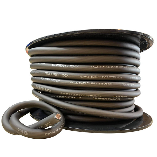 Down4Sound 100 ft 4g Tinned OFC Wire BLACK