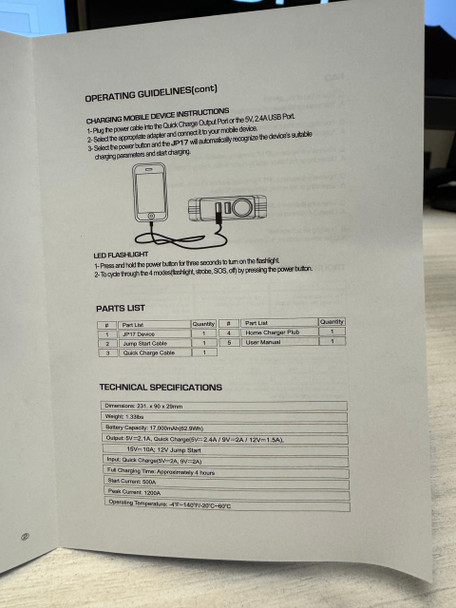 Down4Sound JP17  - 3 in 1 Battery Bank, Flash Light and Jump Pack 
