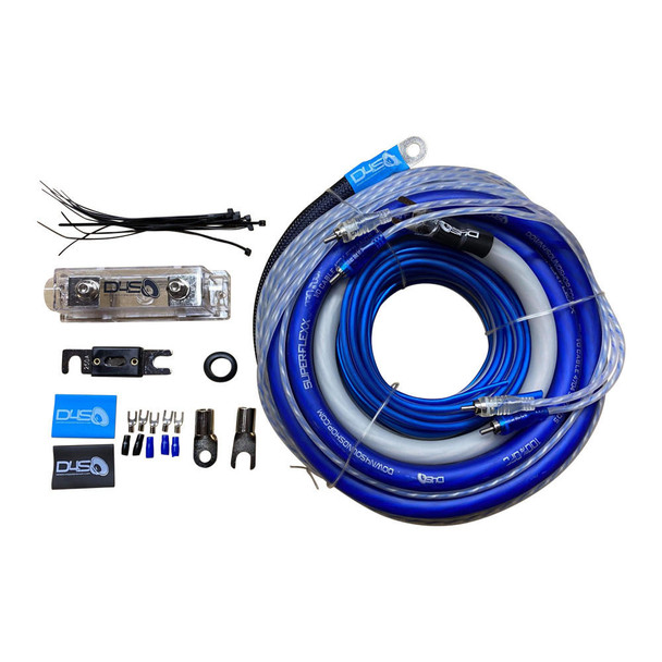 Down4Sound DOWN4SOUND 0 GAUGE SILVER TINNED OFC AMPLIFIER INSTALL KIT BLUE/CLEAR