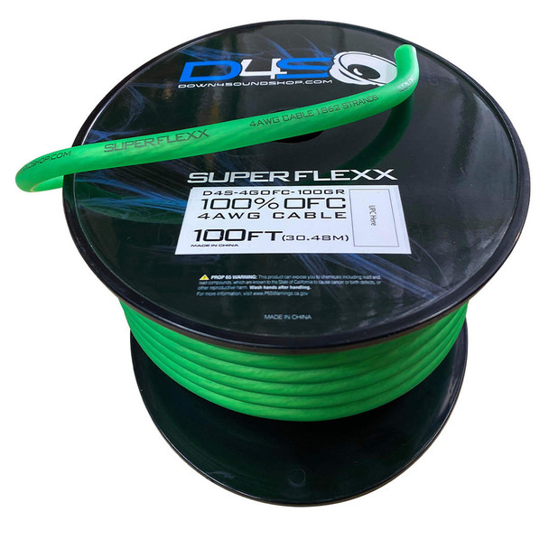 Down4Sound 100ft 4g Tinned OFC Wire Green