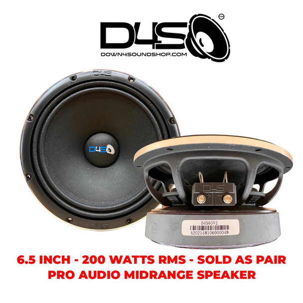 Down4SoundShop DOWN4SOUND PRO AUDIO 6.5 D4S-65 V2 Midrange or 200W RMS or 4 OHM - PAIR