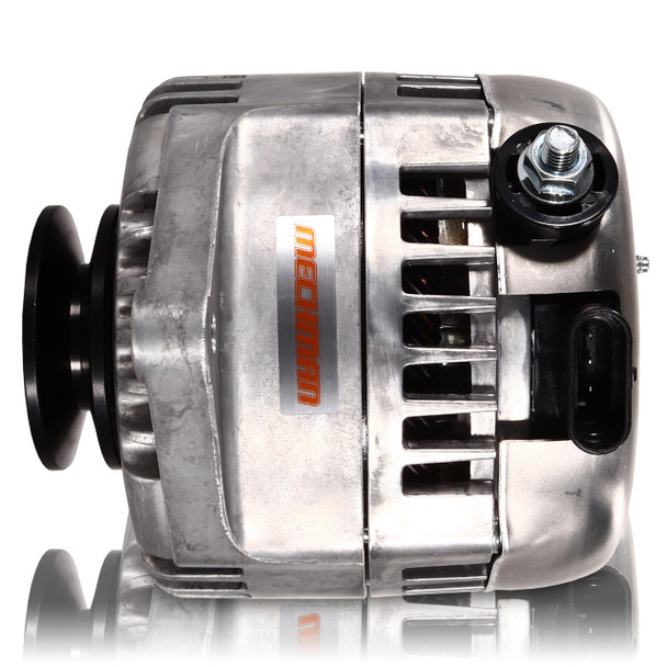 Mechman 170 Amp Racing Alternator For 63-85 GM - Natural Finish Includes 2 Pulleys