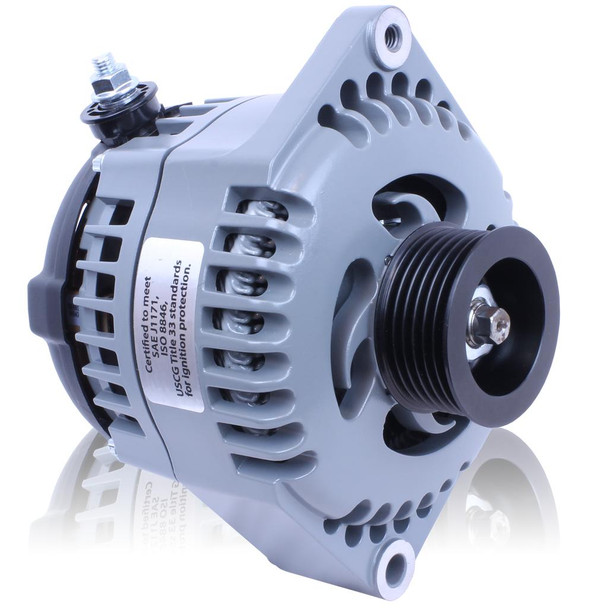 Mechman Marine 170 Amp High Output Alternator For Ski / Wake Board Boats With 12SI 6.61 Inch Bolt Pattern 6-Grove Serpentine Pulley
