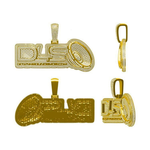 DOWN4SOUND 10K GOLD PLATED VVS DIAMOND PENDENT