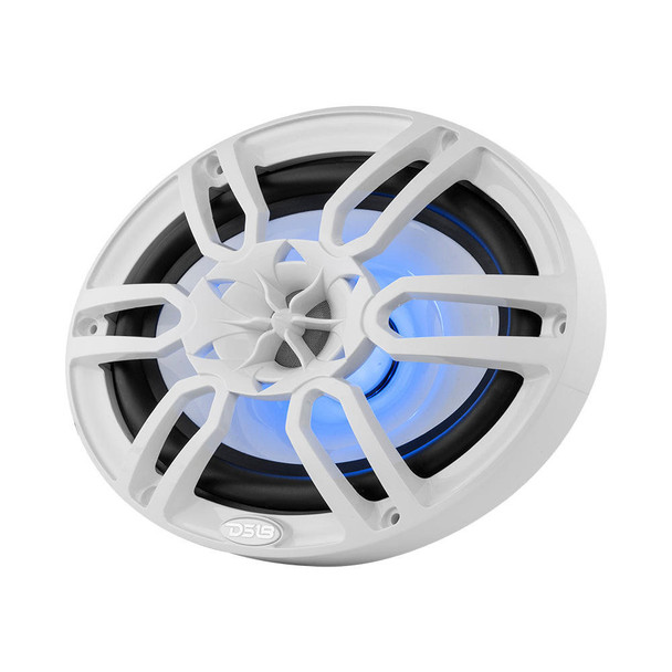 DS18 Audio DS18 NXL-69/WH HYDRO 6X9 2-Way Audio Marine Speakers with Integrated RGB LED Lights 375 Watts White