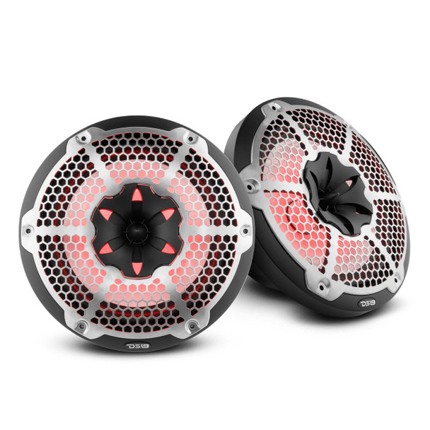 DS18 Audio DS18 HYDRO NXL-10M/BK 10 2-Way Marine Water Resistant Speakers with Integrated RGB LED Lights 600 Watts - Black