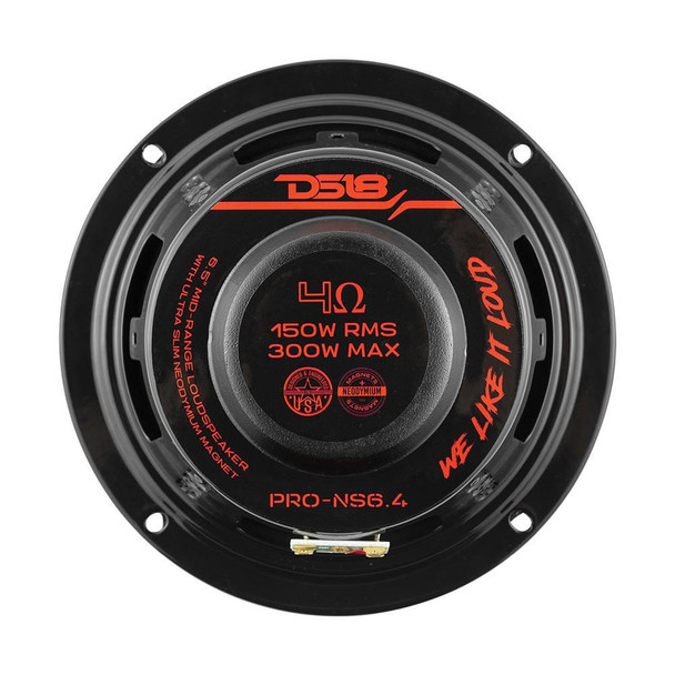 DS18 Audio DS18 PRO-NS6.4 6.5 Shallow Neodymium Mid-Range Loudspeaker 300 Watts 4-Ohm