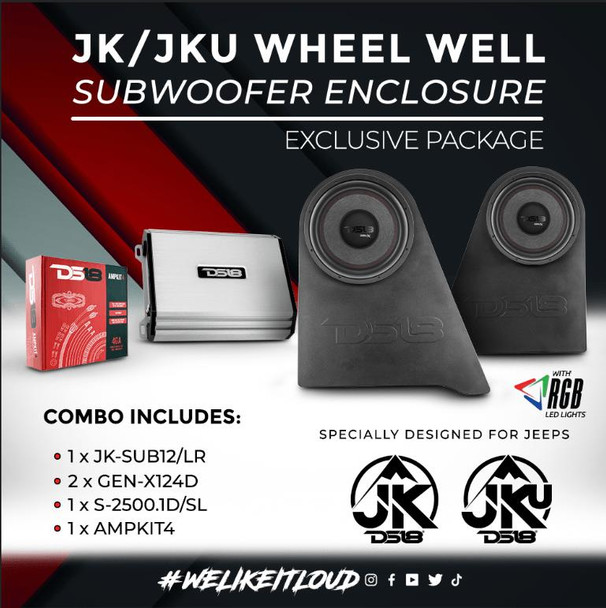 DS18 Audio DS18 JK/JKU Wheel Well Subwoofer Enclosure Exclusive loaded Package