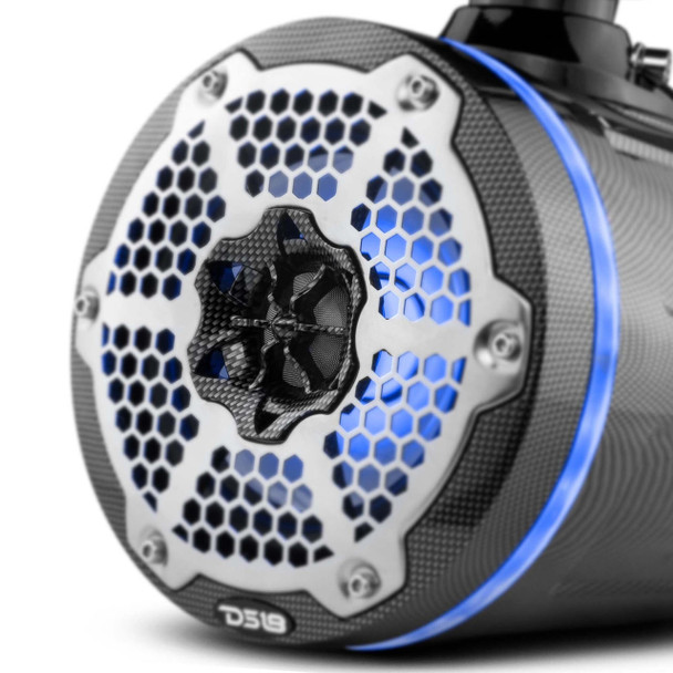 DS18 Audio DS18 HYDRO CF-X6TP 6.5 Marine Water Resistant Wakeboard Tower Speakers with Integrated RGB LED Lights 350 Watts - Black Carbon Fiber