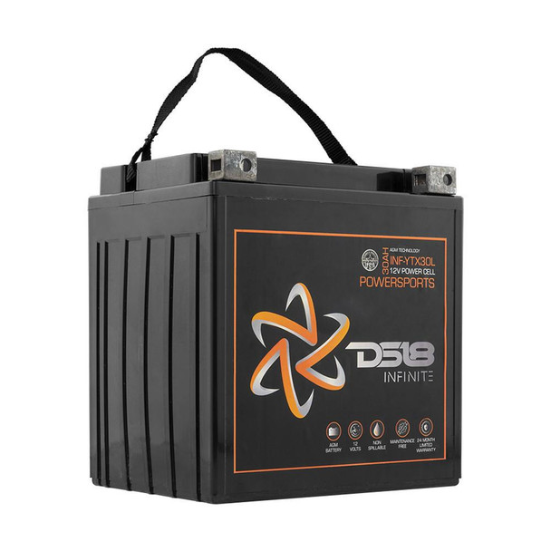 DS18 Audio DS18 INF-YTX30L-BS INFINITE 30 AH 1100 Watts AGM Power Cell 12 Volt Battery For Power Sports