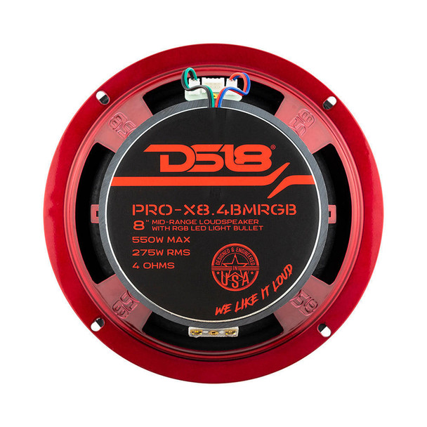 DS18 Audio DS18 PRO-X8.4BMRGB 8 Bullet Mid-Range Loudspeaker with RGB LED Light 550 Watts 4-Ohm