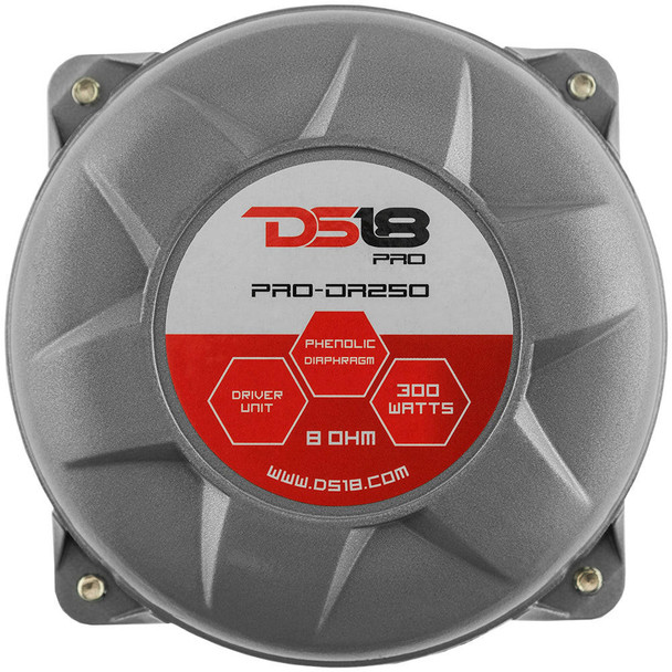 DS18 Audio DS18 PRO-DR250 1 Throat TwIst On Compression Driver with 2 Throat Phenolic Voice Coil 300 Watts 8-ohm