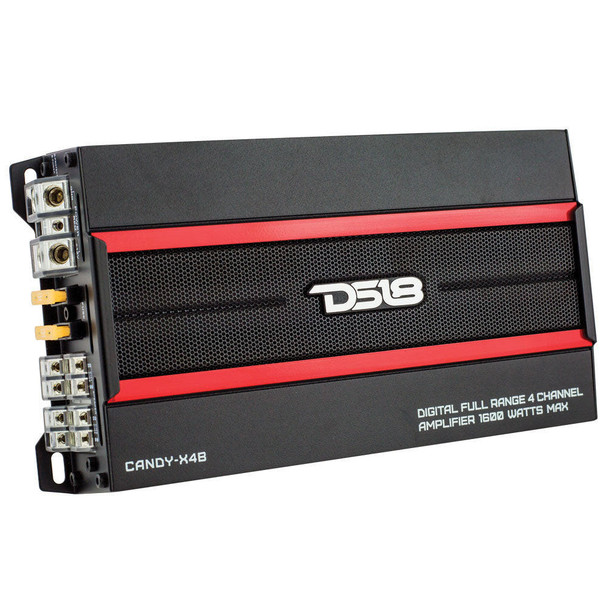 DS18 Audio DS18 CANDY-X4B Compact Full-Range Class D 4-Channel Car Amplifier 1600 Watts Max