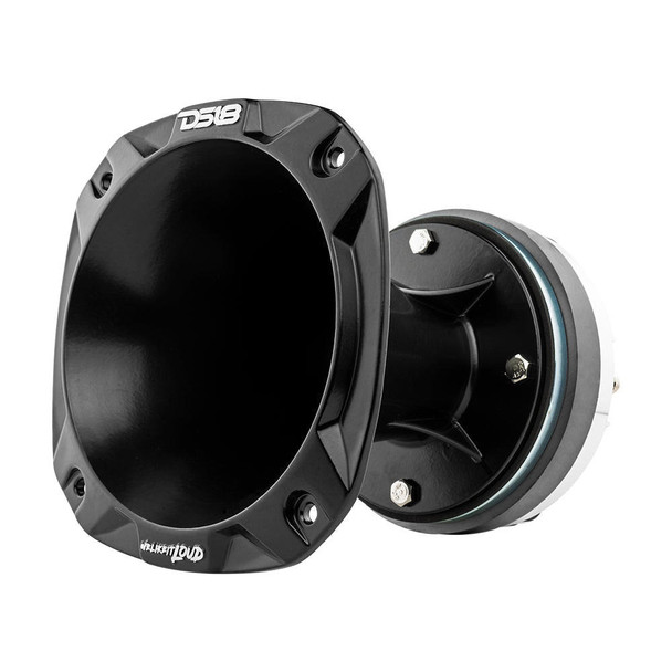 DS18 Audio DS18 PRO-DKH1 2 Throat Bolt On Compression Driver 2 Throat Titanium Voice Coil and PRO-HA102/BK Horn 640 Watts 111dB 8-ohm Mounting Depth 7.18