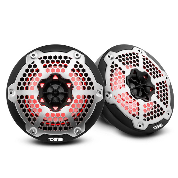 DS18 Audio DS18 HYDRO NXL-6M/BK 6.5 2-Way Marine Water Resistant Speakers with Integrated RGB LED Lights 300 Watts - Black