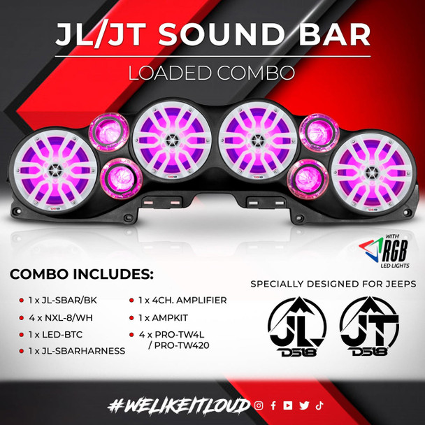 DS18 Audio DS18 Jeep JL / JT Gladiator Plug And Play Loaded Soundbar Combo