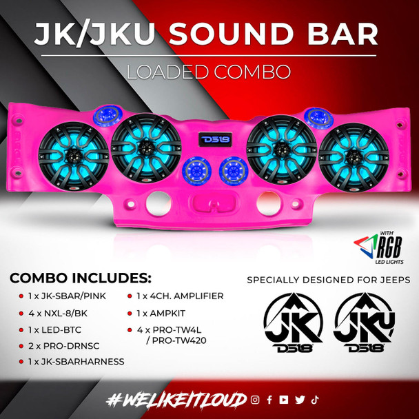 DS18 Audio DS18 Jeep JK/JKU Plug and Play Loaded Sound Bar Combo