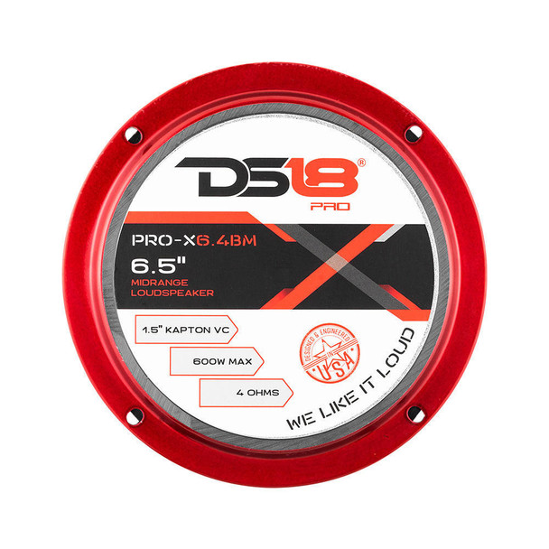 DS18 Audio DS18 PRO-X6.4BM – 6.5 Bullet Mid-range Loudspeaker – 250 Watts RMS 500 Watts MAX, 4-Ohms