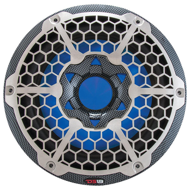DS18 Audio DS18 HYDRO CF-10SUB 10 Marine Subwoofer with Integrated RGB Lights 600 Watts Black Carbon Fiber