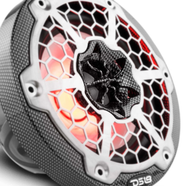 DS18 Audio DS18 CF-65 HYDRO 6.5 2-Way Marine Speakers with Integrated RGB LED Lights 375 Watts Black Carbon Fiber Pair