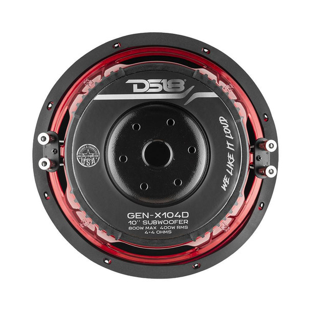 DS18 Audio DS18 GEN-X104D 10 Car Subwoofer 800 Watts Dvc 4-Ohm