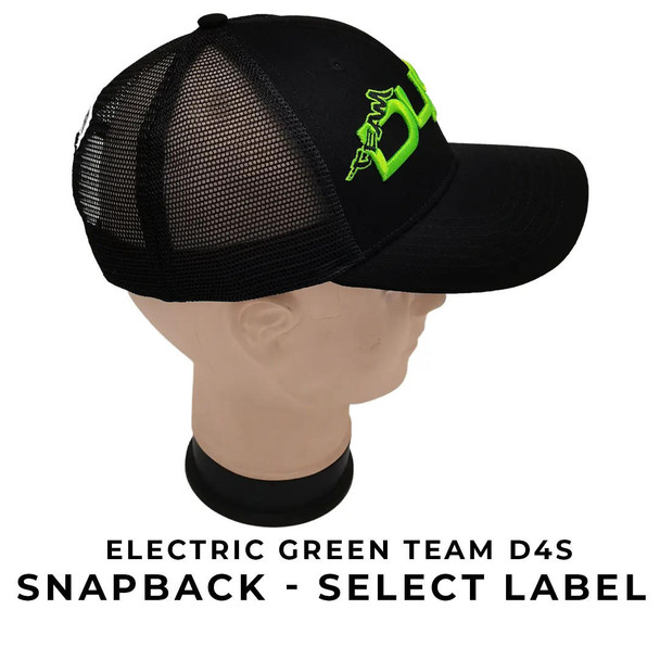 Down4Sound TEAM D4S ELECTRIC GREEN Select Label SNAP BACK with MESH CURVED BILL Hat