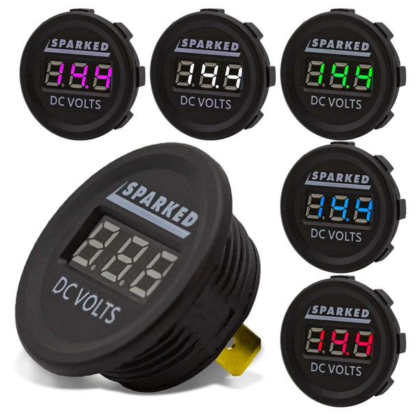 SPARKED INNOVATIONS Single 12VDC Voltmeter Battery Voltage Monitor 