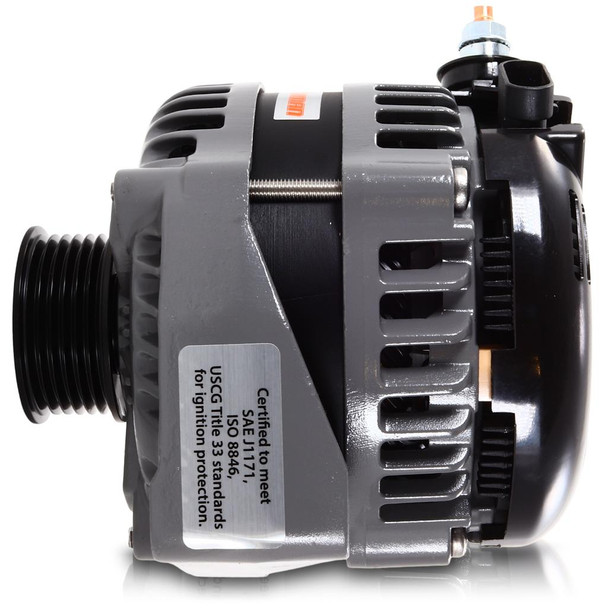 Mechman 250 amp Large Case H.O. Marine alternator for late model GM LS engines 