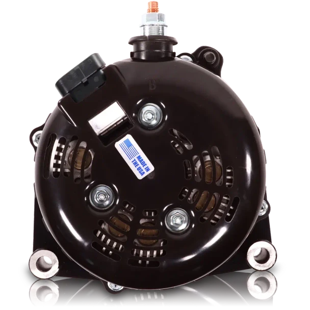  MECHMAN | HIGH OUTPUT 400A LARGE CASE BILLET ALTERNATOR FOR 2001-2007 GM TRUCK 6.6L DIESEL - SIDE OUTPUT STUD - DARK BLUE 