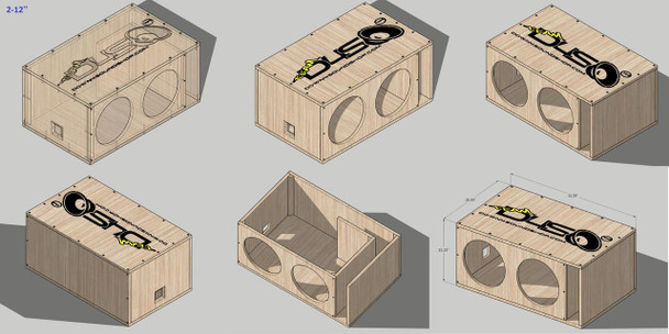 Down4Sound Down4sound PRO-FAB Birch FLAT PACK 2 12 | 2 12 Sub Box | DIY Dual 12-Inch Ported Subwoofer Enclosure Box