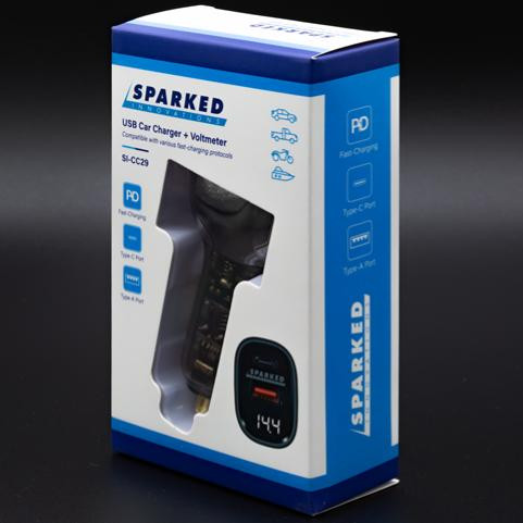 SPARKED INNOVATIONS Sparked Innovations USB Car Charger with Voltmeter 