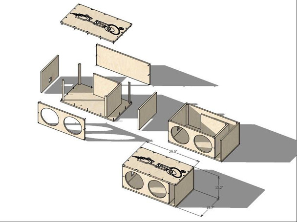 Down4Sound Down4sound PRO-FAB Birch Dual FLAT PACK 10 | 2 10 Sub Box | DIY 10-Inch Ported Subwoofer Enclosure Box 