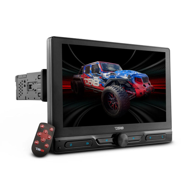 DS18 Audio 10.5" Floating Rotating Swivel Modular Touchscreen Mechless Single-DIN Headunit with Bluetooth, Mirror Link, USB, Gps and Android 10 (4x64GB) 