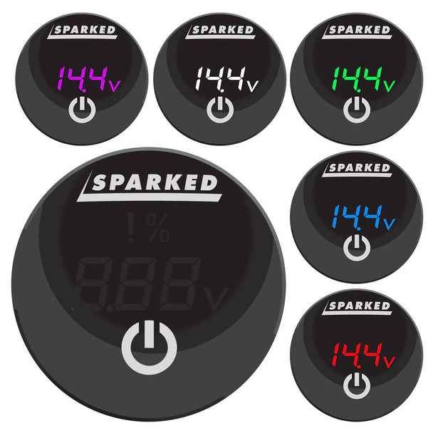 SPARKED INNOVATIONS DC Voltmeter Battery Capacity Monitor Gauge with Onboard Capacitive Touch Switch 
