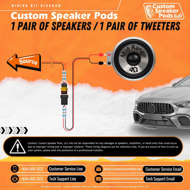 DOWN4SOUND PODS DOWN4SOUND Single 6.5" Speaker Pods for the Front Door of a 04-08 Pontiac Grand Prix 4 Door