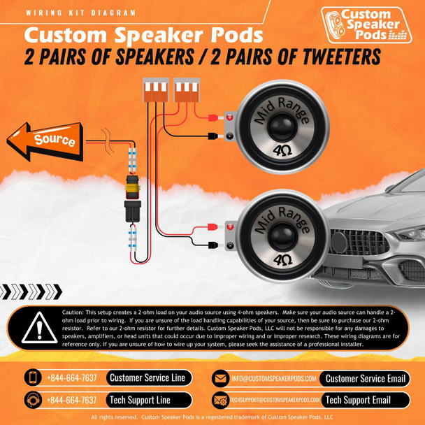 DOWN4SOUND PODS DOWN4SOUND Dual 6.5" Speaker Pods for the Front Door of a 11-23 Dodge Charger-Chrysler 300C